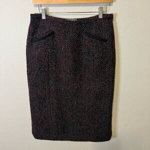 Pendleton Wool Blend Black Red Gray Twill Pencil Skirt Size 6